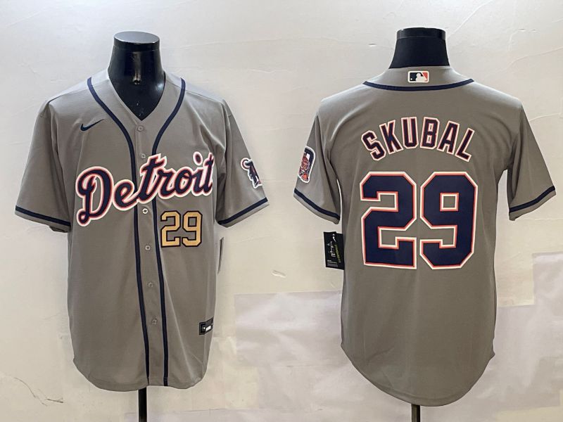 Men Detroit Tigers #29 Skubal Grey Game 2025 Nike MLB Jersey style 3125->detroit tigers->MLB Jersey